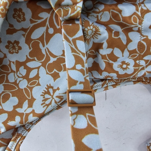 Everlane Swim Top Large Blue Honey Floral Bikini Scoop Neck Nyle Square … - Picture 10 of 15